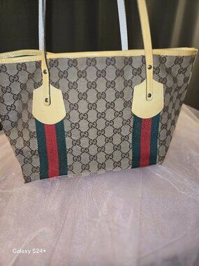 Gucci GG Canvas Web Stripe Tote Bag